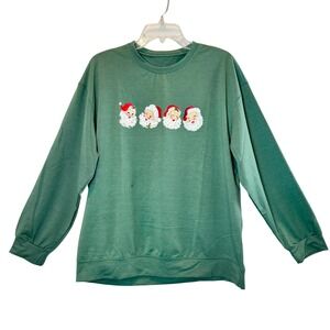 Green Santa Claus Christmas Sweater XL‎ Holiday Christmas Party Crewneck Chic